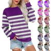 Long Sleeve Sweatshirt For Women Stripe Print Graphic Tees Blouses Casual Plus Size Basic Tops Pullover