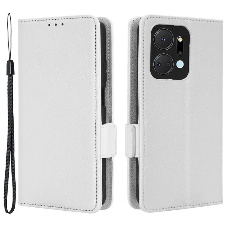 Leather Cell Phone Cover For Honor X7a 5G / Play7T 5G Wallet Stand Litchi Texture Shockproof Flip Phone Case