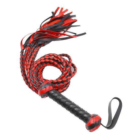 Кнут для лошади из искусственной кожи, двухцветный, с 8 плетеными хвостами, с петлей для подвешивания, кнут для тренировки лошади, для верховой езды