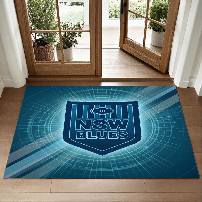 NSW Blues Design Crystal Velvet Rug Soft Decorative Mat for Bedroom Entrance