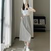 Women's Casual Long Skirts Elastic Waist Sports Style Striped Skirt For Girls