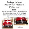 Comforter Rose Flower Bedding Set 4Pcs Pink Red 200X230 For Double Bed 3D Bedsheet 230X230 Full Size Thin Fabric
