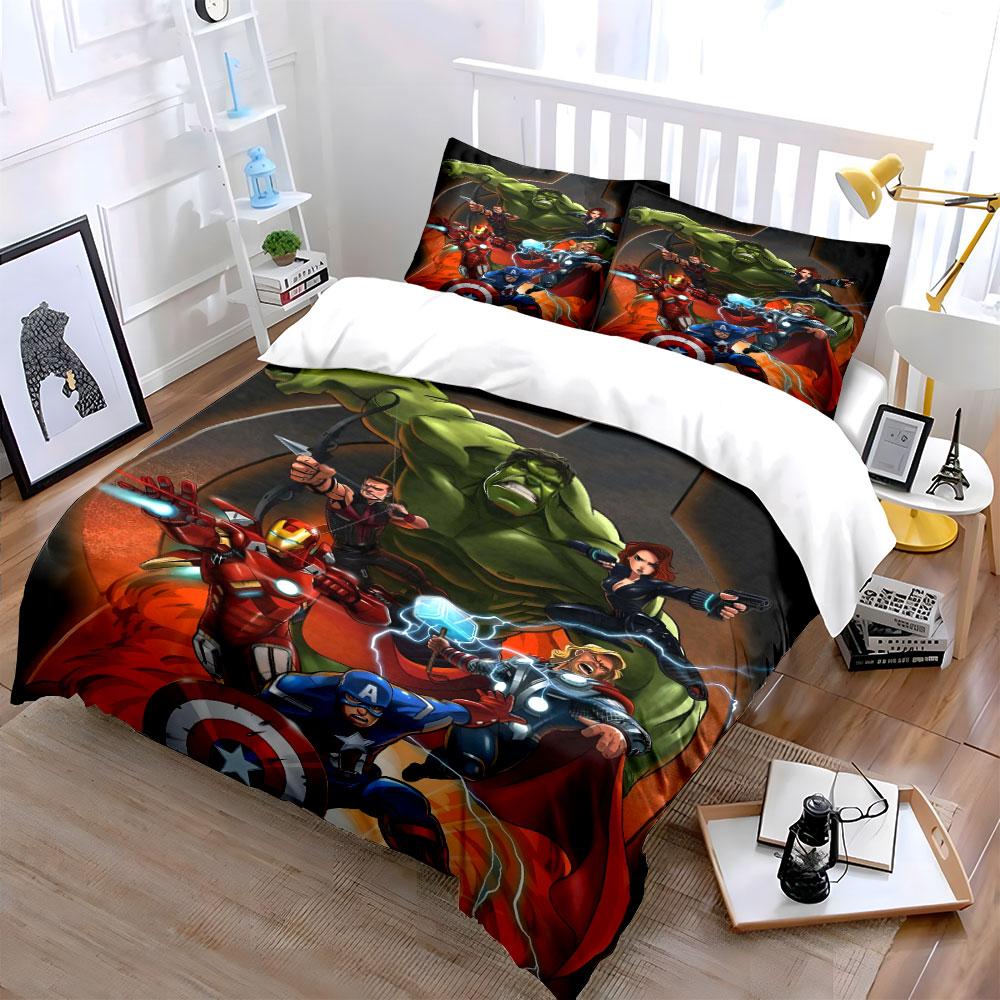 Superheroes on fiery background. Bedding sets Duvet cover sets Duvet covers Pillowcases(1 * Duvet Cover 2 * Pillowcases without duvet insert)