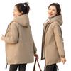 Women's Winter Plus Size Down Jacket Solid Colour Warm Zip Short Section Hooded Casual Slim Outerwear