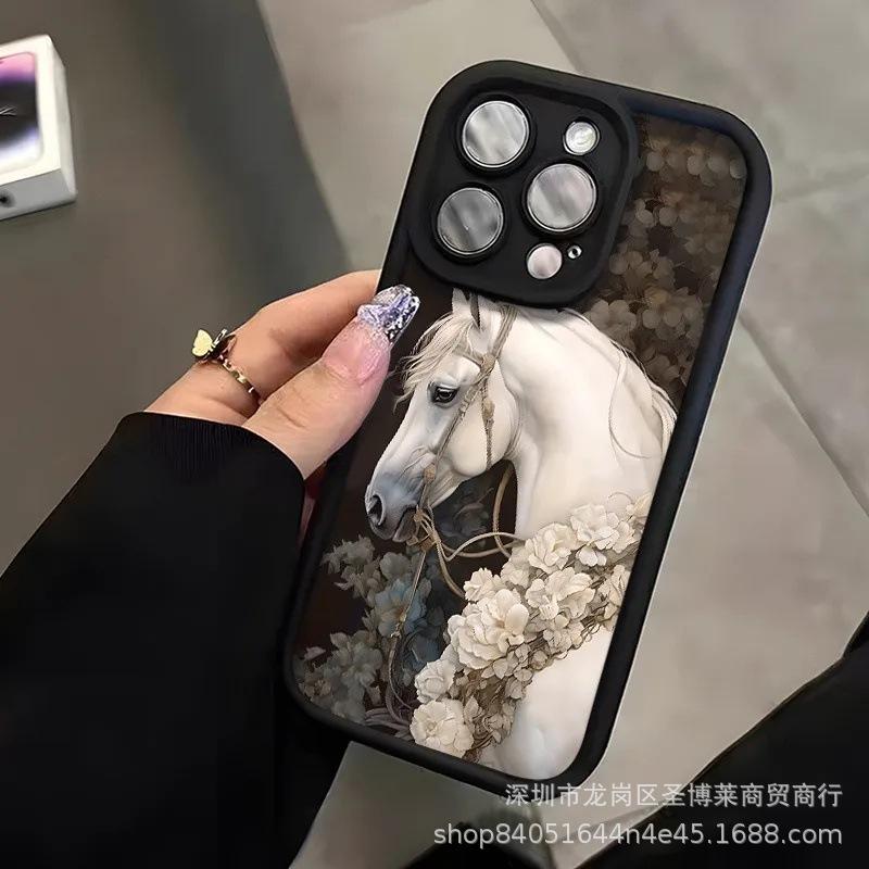 Цветы белый конь для чехла на телефон Apple 15 iPhone 12 Pro Max набор 14/13/11/XR наждак 16