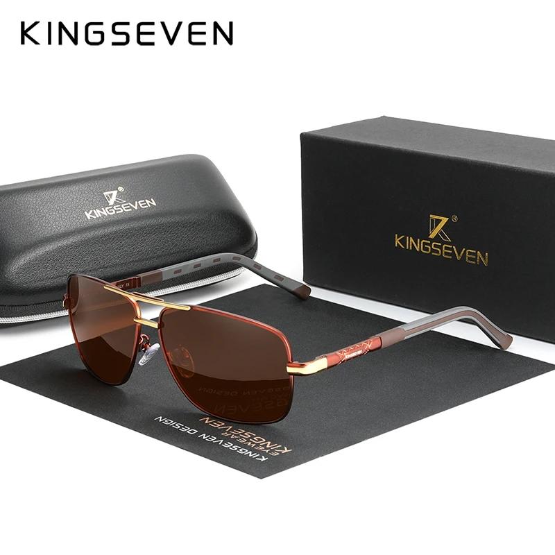 KINGSEVEN Алюминиевые Солнцезащитные Очки Мужские/Женские Поляризационные UV400 Модные Солнцезащитные Очки Классические Прямоугольные для Вождения Деловые Очки