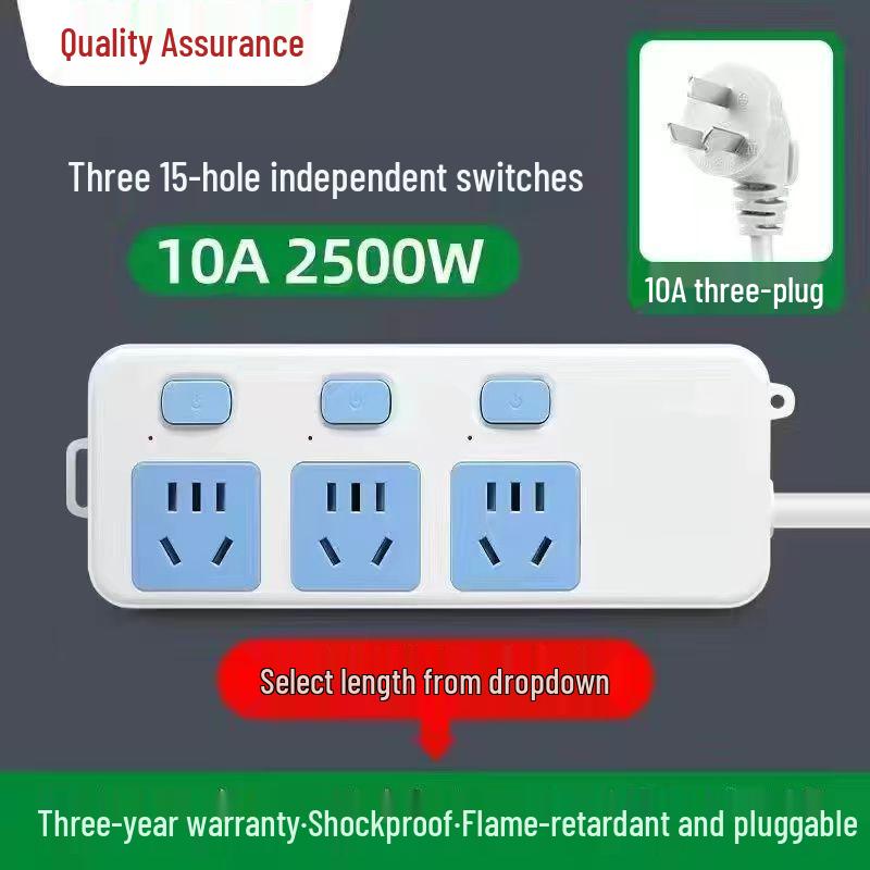 Genuine Pure Copper Wireless Power Strip Extension Cord for Household or Dormitory Use.