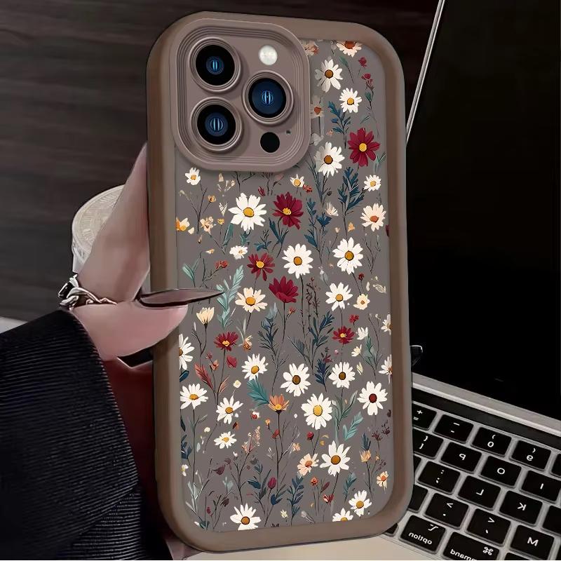 Чехол для телефона в ретро-стиле с цветочным узором для iPhone 16e 16 Pro Max 15 14 Plus 13 12 Mini 11 Pro, противоударный, силиконовый, с мягкой задней крышкой