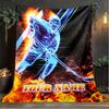 1PC Custom Name "Flame Hockey Player Artwork" outdooor Flannel blankets Patterns Throw Blanket All-Season Soft Gift for Couch, Bed, Camping gifts