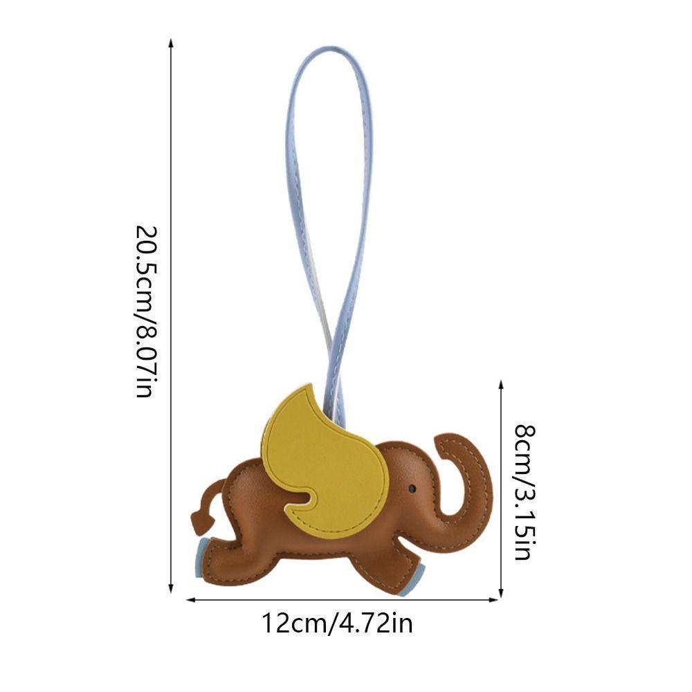 Animal PU Leather Hanger Car Keyring Bag Pendant Trendy Flying Wings Elephant Keychain  Women