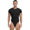 Men's One Piece Thongs Bodysuit Short Sleeve Button Crotch Shirt Leotard Snappies Rompers Jumpsuit
