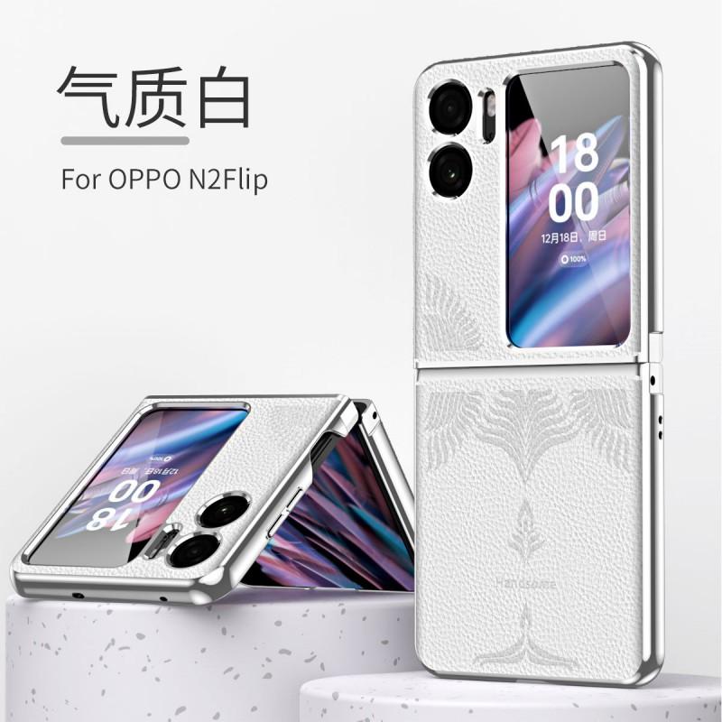 Premium Faux Leather Case OPPO Find N2 Flip Full Coverage Electroplated Embossed Design Shockproof Scratch Resistant