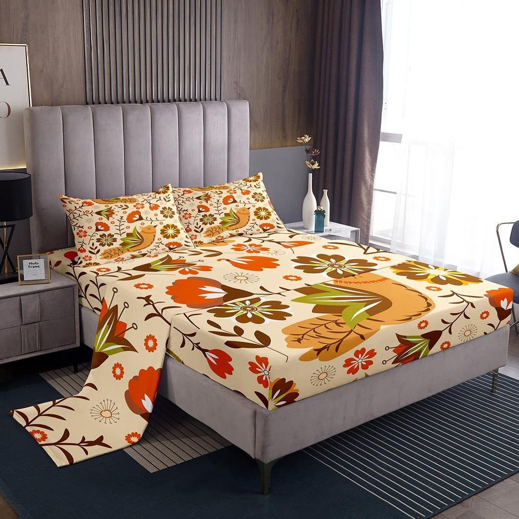 Color Rainbow Cloud Pattern Bed Hat Four-Piece Bedding Set Bedroom Dormitory Bedding Decoration