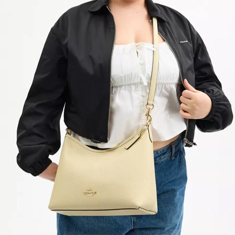 COACH Laurel 31 Monogram Leather Shoulder Handbag Large Women's Beige