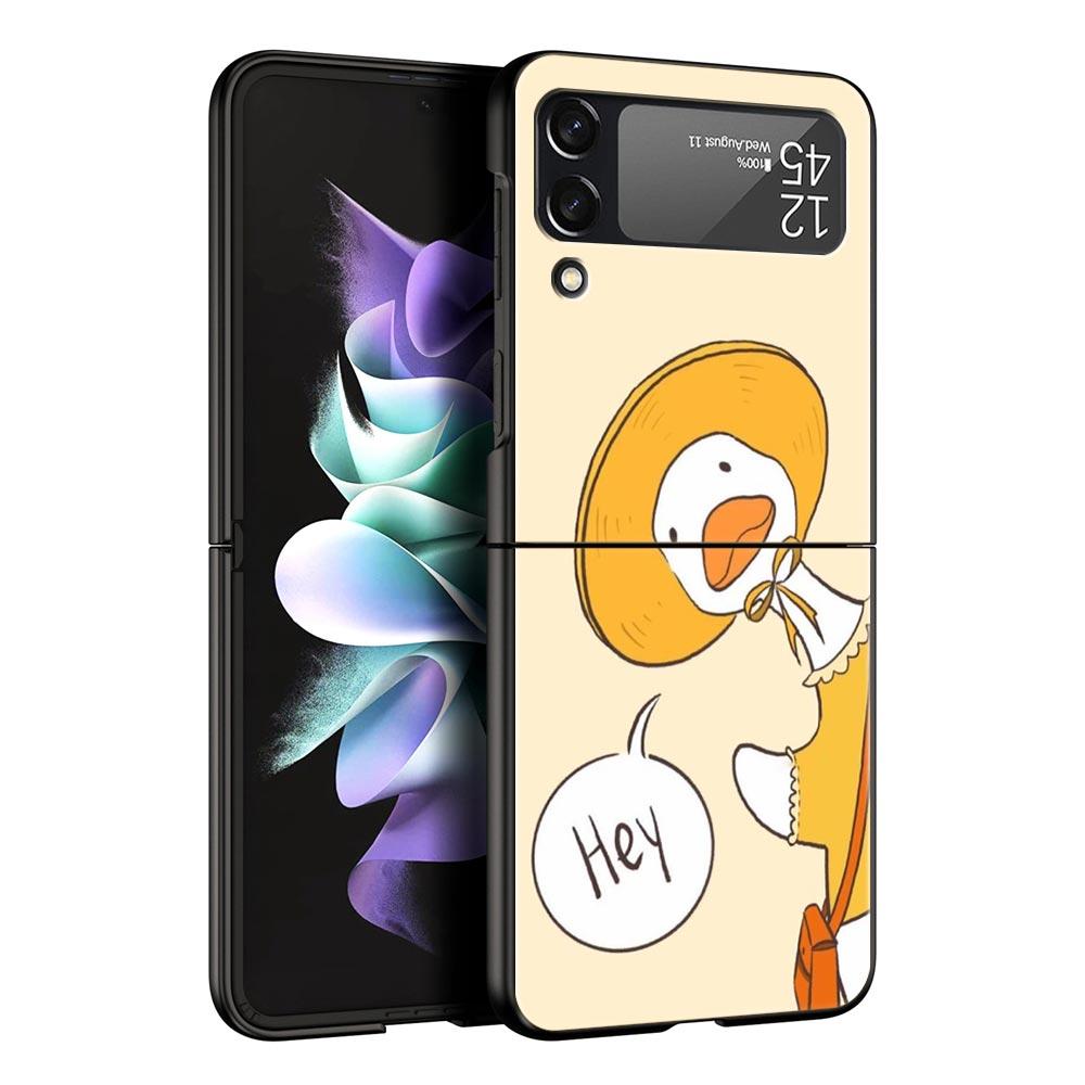 Смешной Чехол-Утка Для Samsung Galaxy Z Flip3 Flip4 Flip5 Чехол-Оболочка Для Z Flip 3 4 5 6 7 Жесткая Складная Крышка