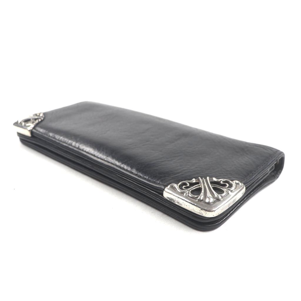 Very Good CHROME HEARTS Purse LNG SNGL FLD TIPS Single Fold Black Leather Mens Used