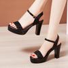 Ankle Strap Square High Heels Women Summer  Roman Sliver Gold Sandals Large Size Thick Platform Shoes For Female A0027