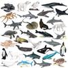 AAGWW Kids' Simulated Marine Animal Models, Mini Shark, Dolphin, Crab, Penguin, Arctic Animal Set, Christmas/New Year's Gift, Mini Marine Animal Toys