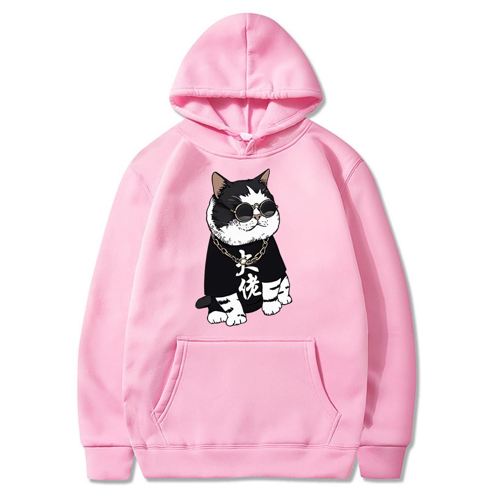 Крутой и милый принт Big Boss Cat Fun, осенне-зимняя женская мода Instagram, плотный свитер с капюшоном, свободное пальто с длинными рукавами