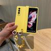 Portable Crossbody Long Pearl Chain With Bow Beads Bracelet Phone Case For Samsung Galaxy Z Fold 4 3 5g Protector Cover