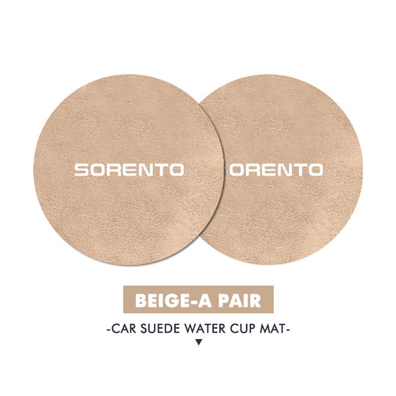 AGF3 For KIA 2pcs Suede Car Coaster Water Cup Drink Holder Anti-Slip Pad Venga Sedona Forte Stonic Picanto Sorento Stinger