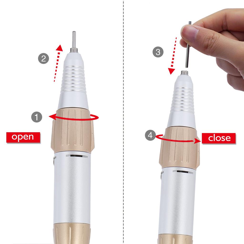 Электрическая дрель для ногтей Ручка для дрели с низким уровнем шума и низким нагревом Аксессуар для дрели для ногтей Золотой
