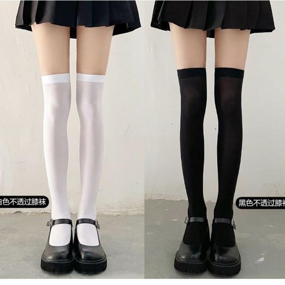 JK Velvet High-transparency Calf Socks, White Thin Long Tube, Spring and Summer Black Stockings, Women's and Knee Socks, Ultra-thin Ins Tide