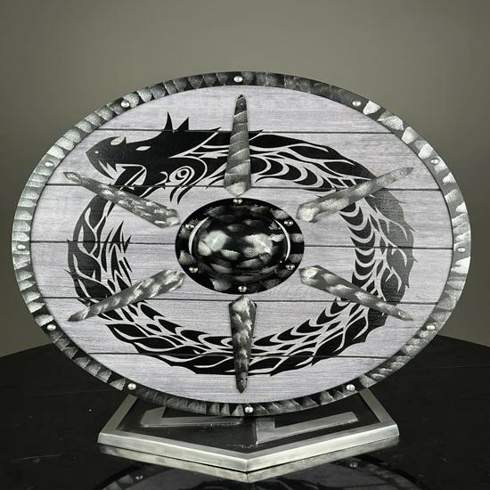 45,72 см Щит викинга Dragon Shield, аутентичный для косплея, боевой, деревянный, щит средневекового воина, подарок