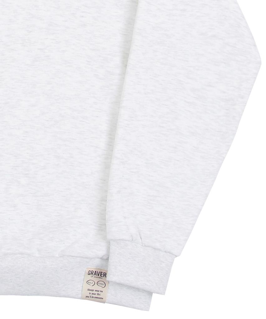 GRAVER [Unisex] Pink Flower Dot Embroidered Sweatshirt_Melange White