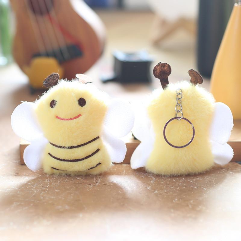 Plush Bee Mini Toy Keychain Pp Cotton Stuffed Animal Girls Accessory Decor Room