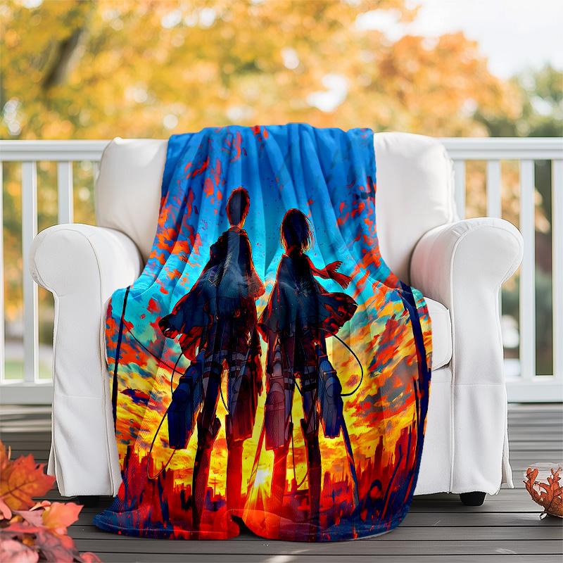 Attack on Titan printed throw blanket—lightweight,soft,warm;versatile blanket for all seasons—perfect as &air-conditioning throw,nap blanket