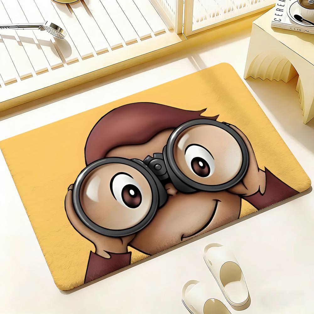 MONKEY CARTOON C-Curious GeorgeS Floor Mat Bedroom Living Room Flannel Door Mat Non-Slip Home Decor