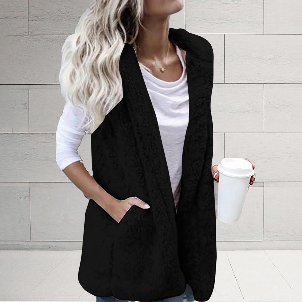 Женский жилет, зимняя теплая верхняя одежда с капюшоном, повседневное пальто, куртка на молнии из искусственной кожи