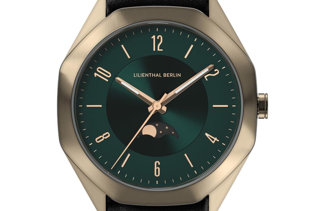 Lilianthal Berlin Фаза Луны Сделано в Черном Наручные часы, Германия, OM1-003-CB004BB, Мужские,