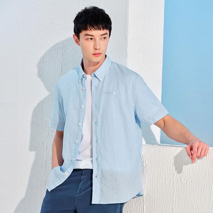 Timberland Однотонная уличная дышащая повседневная приталенная рубашка поло мужские рубашки светло-голубого цвета A24WG-940