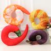 3D Shrimp Eggplant U Shaped Cushion Stuffed Plush Neck Travel Home Bed Toy