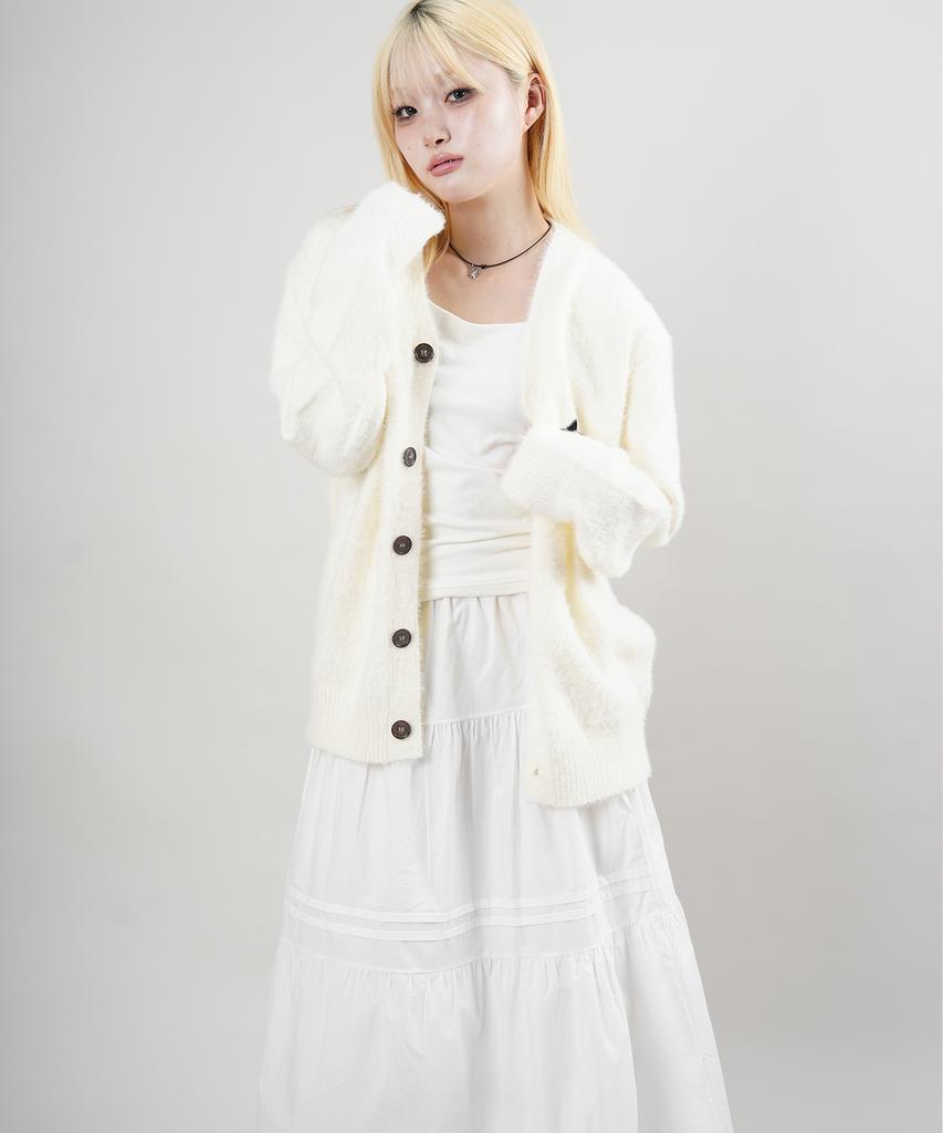 Starry Eyed Cotton Pintuck Long Tiered Skirt (White)