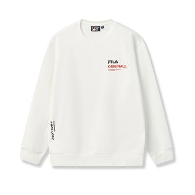 Fila Оригинальная Мода Классический Ретро Повседневный Универсальный Свободный Удобный Простой Пуловер Свитшот Мужской свитшот Белый F11M549202FWT