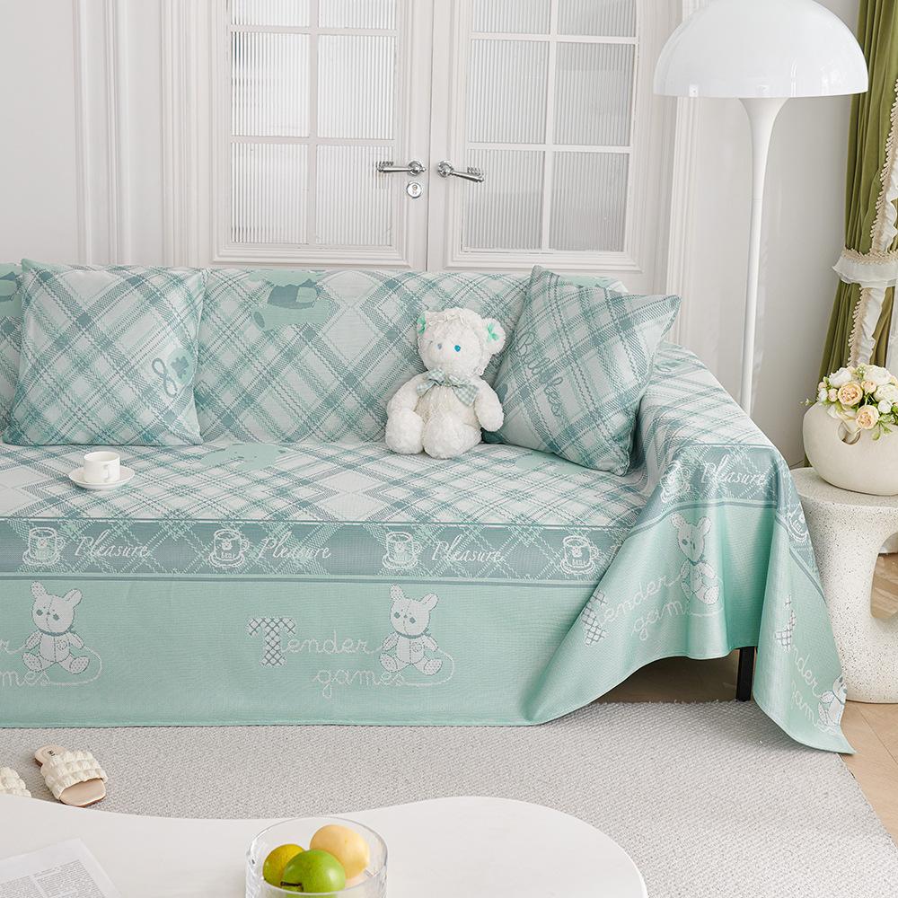 Summer Ice Silk Machine Washable Anti-Scratching Non-Slip Simple One-Piece Sofa Towel Sofa Cover All-Inclusive Universal Cover Towel