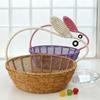 Плетеная ротанговая корзина с кроличьими ушками, ручная работа, корзина пасхального кролика для украшения, подарков, пасхальных яиц, конфет, сувениров для вечеринки, хранения