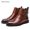 Fashion Golden Sapling Fashion Men Chelsea Boots PU Leather Man Business Shoes Big Size 38-46 British Style Mens Wedding Tide Ankle Boot