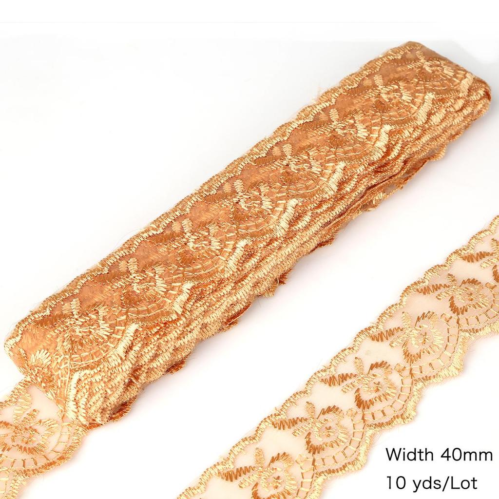 10yards/lot Multi-Color Lace Trim Fabric 40MM Embroidered Net Lace Trim For Sewing Decoration DIY Embroidered Lace Ribbon