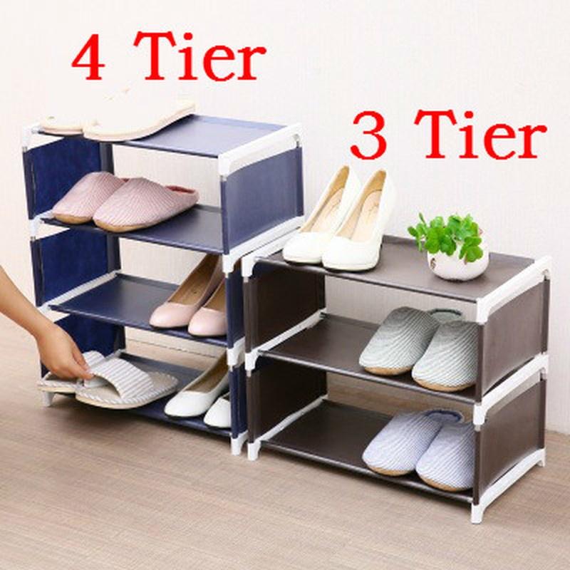 3/4Tier Shoe Tower Shelf Shoes Rack Organizer Shelf Storage Cabinet Nonwoven Shelf