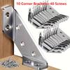 Набор 50шт. (10 Угольников+40 Винтов) Металлические угловые кронштейны с винтами - Угловая поддержка 90°, для мебели и деревянных рам