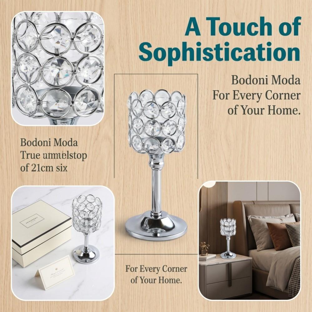 8.27x3.15in Crystal Metal Candle Holder Fireplace Home Candle Stand Household Desktop Setup