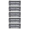 5 Sets Power Distribution Block M3 Screw Terminal 5 Terminals Bus Bar 600V 15A for Automobile Boat