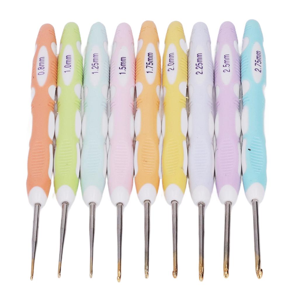 9pcs Aluminum Crochet Hooks Professional Portable Ergonomic Crochet Needles for Knitting Craft Yarn