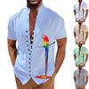 Новая мужская повседневная свободная рубашка в стиле ретро с короткими рукавами и принтом