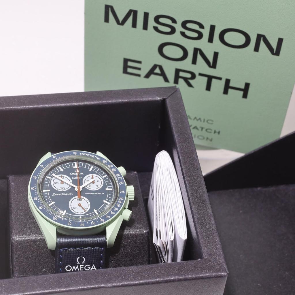 OMEGA SWATCH Earth Wrapping Подлинные Omega Swatch Mission Watch Earth Collaboration Водонепроницаемый силикон × Мужские и женские часы-шопперы/с ремешком] (ОМЕГА