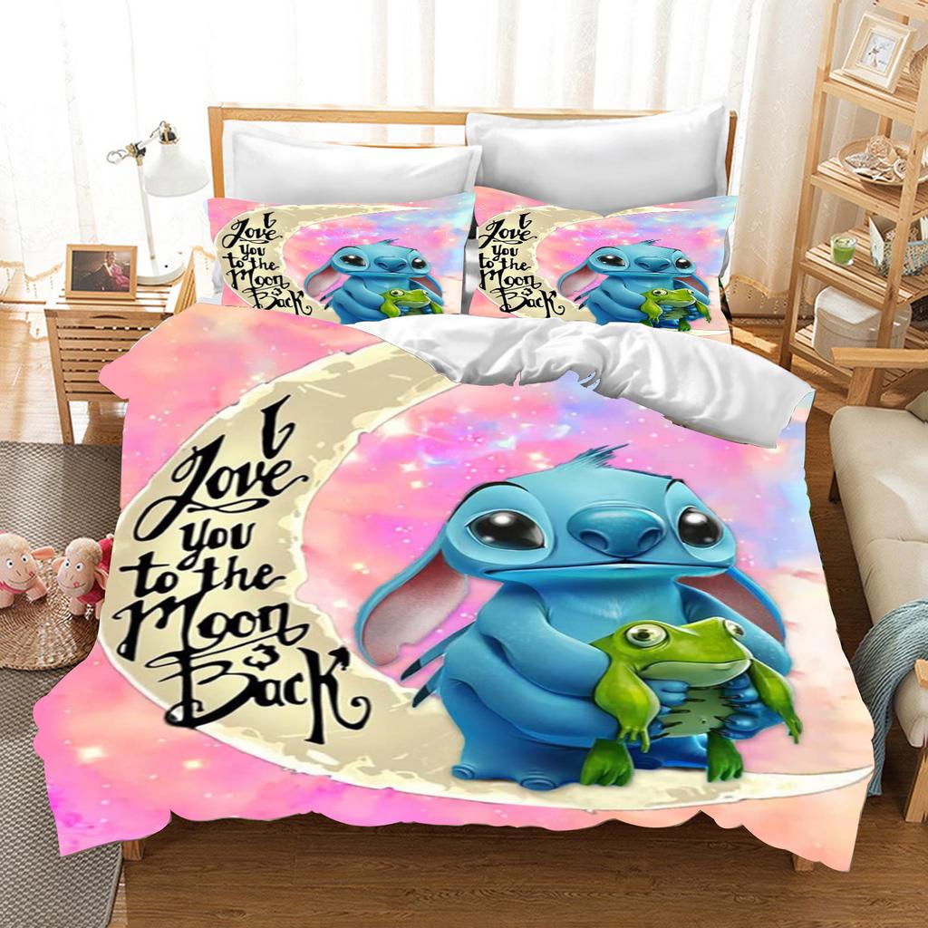 Стич Аниме Домашний Спальня Комфорт Нордический полиэстер Материал подходит для детей и взрослых Комплект из 3 предметов